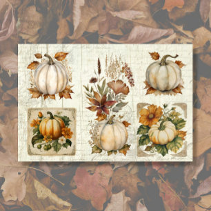 Papier Mousseline Automne Citrouille Automne Feuilles Rustique Décou
