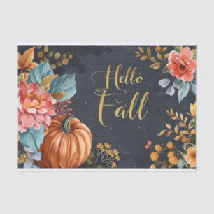Papier Mousseline Automne Citrouille Automne Feuilles Rustique Décou