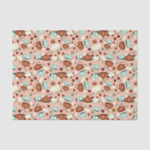 Papier Mousseline Automne Citrouille Floral