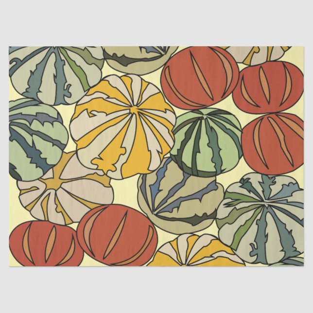 Papier Mousseline Automne Citrouilles colorés (Recto)