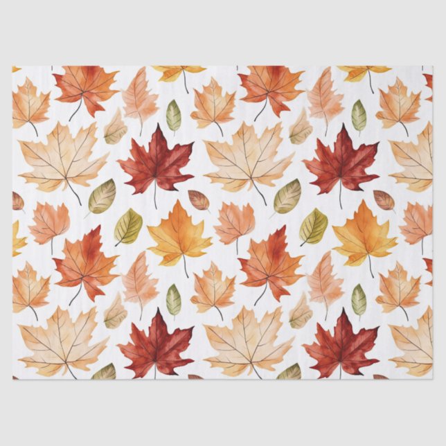 Papier Mousseline Automne Feuilles Terracotta Brown Boho Motif (Recto)