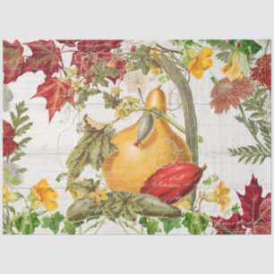 Papier Mousseline Automne Fleur sauvage Citrouilles rustique bois dé