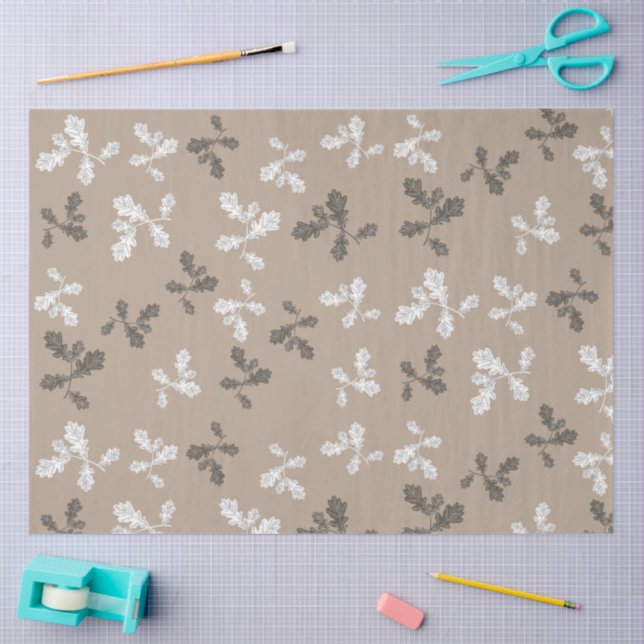 Papier Mousseline Automne Foliing Feuille Brown Taupe Motif (Artisanat)