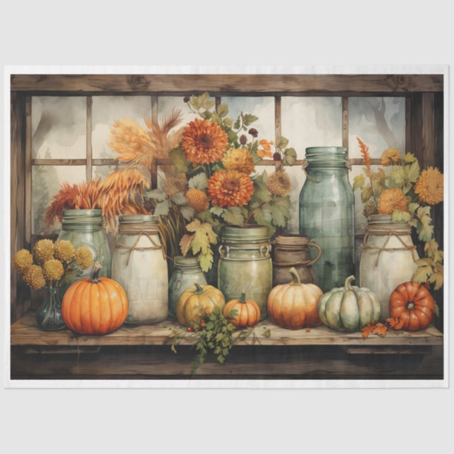 Papier Mousseline Automne Mason Jars (Recto)