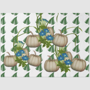Papier Mousseline Automne Thanksgiving White Citrouilles Flora Arwor