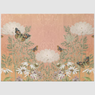 Papier Mousseline Automne Vintage floral à Paris Découpage papillon