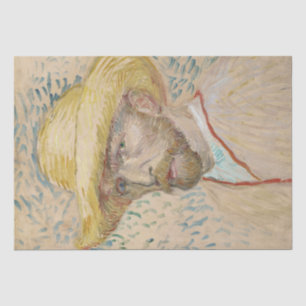 Papier Mousseline Autoportrait avec Casquette de paille par Vincent 