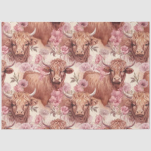 Papier Mousseline Autre Floral Highland Cow Series Design 1