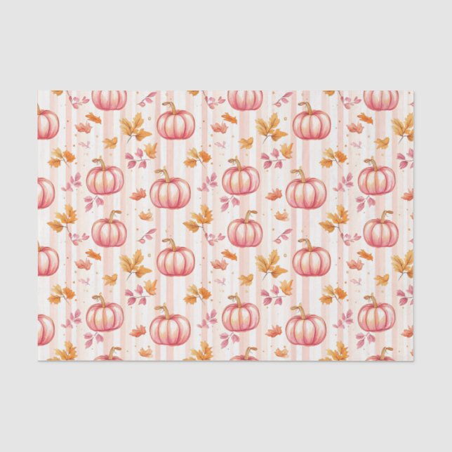 Papier Mousseline Autumn Pumpkins and Leaves Fall Pattern Decoupage (Recto)