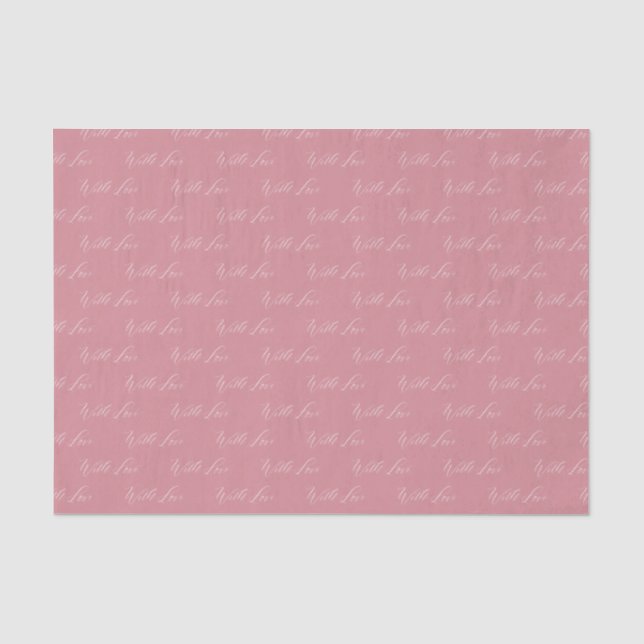 Papier Mousseline Avec Amour Élégante Calligraphie Mariage rose (Recto)