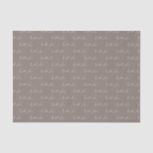 Papier Mousseline Avec l'amour Élégant Calligraphie Taupe Mariage