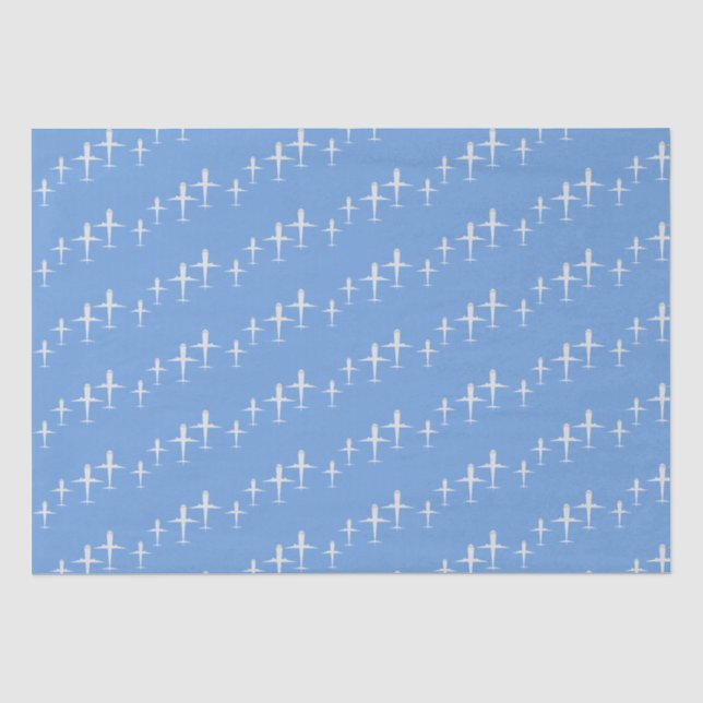 Papier Mousseline Avion sur bleu Personnalisé (Recto)