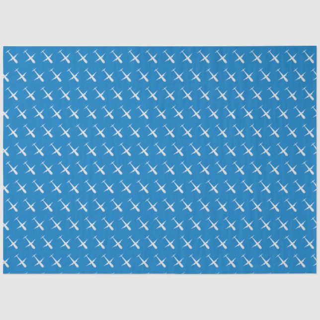 Papier Mousseline Avion sur l'eau bleu (Recto)