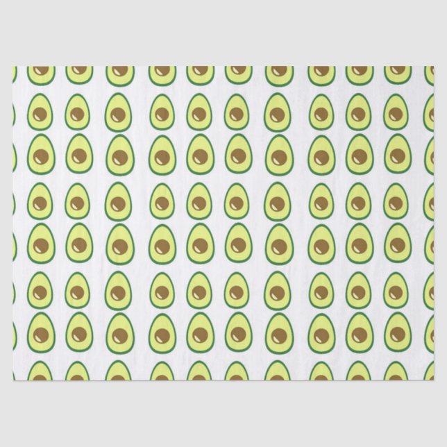 Papier Mousseline Avocat vert tranché sur blanc (Recto)