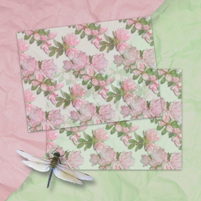 Papier Mousseline Azalées roses motif floral papier de tissus (Créateur téléchargé)