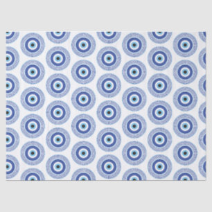 Papier Mousseline Aztec Cercle grec Clé mal Motif oeil bleu