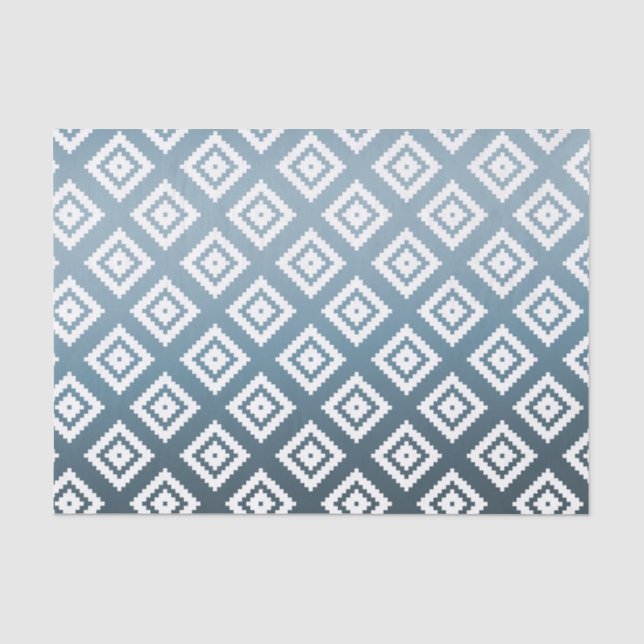 Papier Mousseline Aztèque turquoise blanc (Recto)