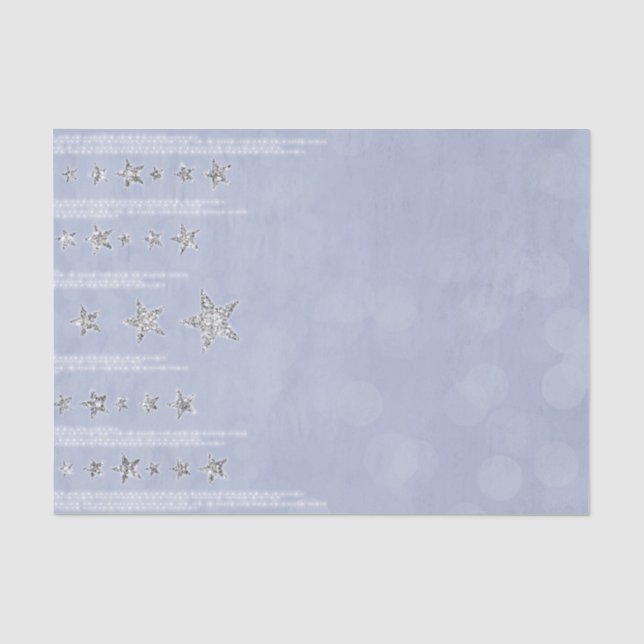 Papier Mousseline Baby Blue & Silver Parties scintillant Stars Sweet (Recto)