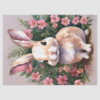 Papier Mousseline Baby Bunny Lapin Fleurs roses roses