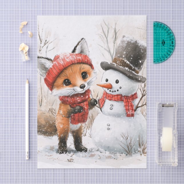 Papier Mousseline Baby Fox et Snowman (Artisanat)