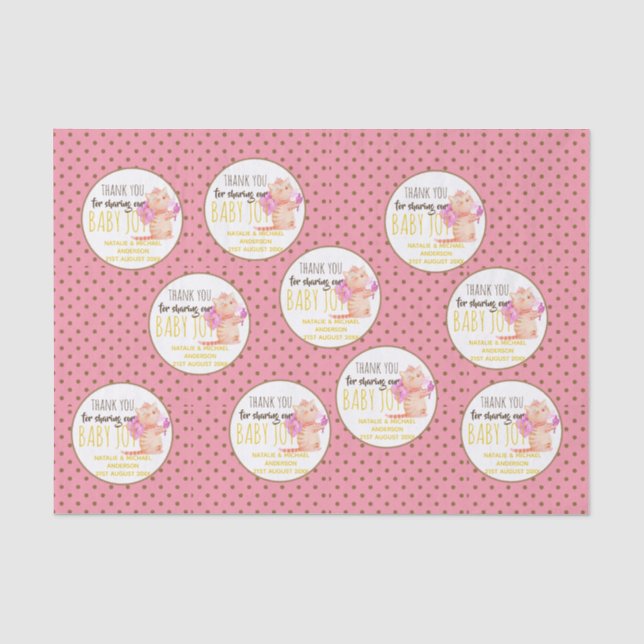 Papier Mousseline Baby Girl 1er Anniversaire Douche Princesse Chats  (Recto)