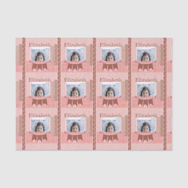 Papier Mousseline Baby Girl 1er Anniversaire Pink Scrapbook (Recto)