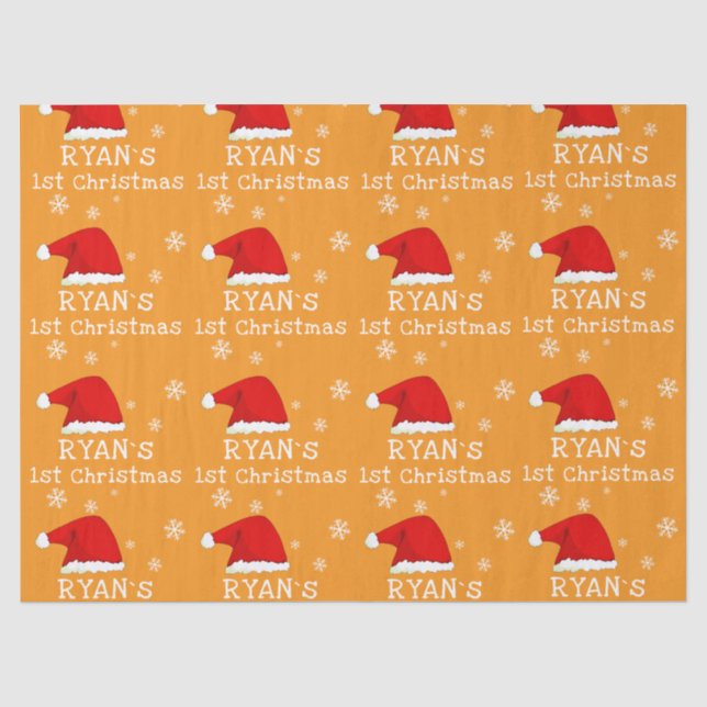 Papier Mousseline Baby`s First Christmas Red Santa Hat Snowflake (Recto)