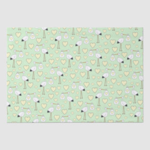Papier Mousseline Baby shower de cigogne vert genre neutre