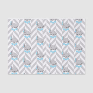 Papier Mousseline Baby shower 👶 éléphant bleu et gris
