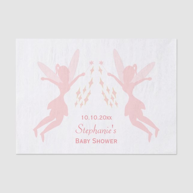 Papier Mousseline Baby shower Fée Rose (Recto)