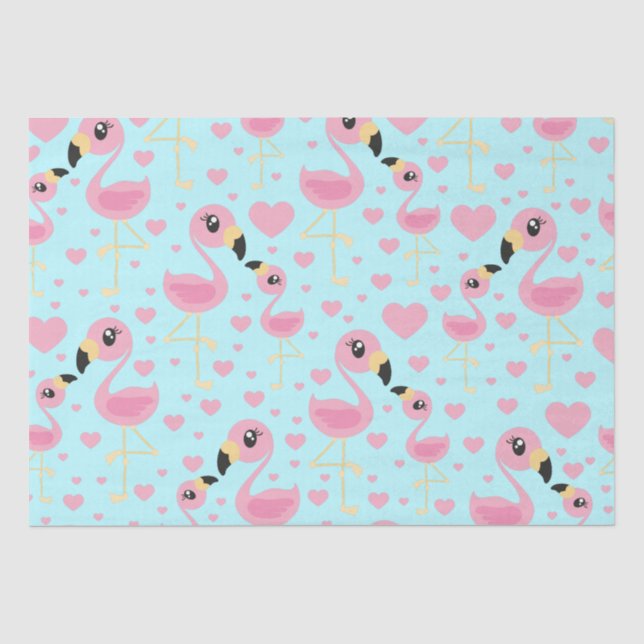 Papier Mousseline Baby shower Flamant rose rose (Recto)