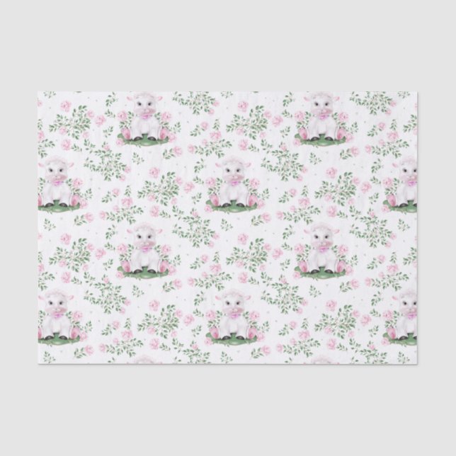 Papier Mousseline Baby shower Floral de roses d'agneau (Recto)