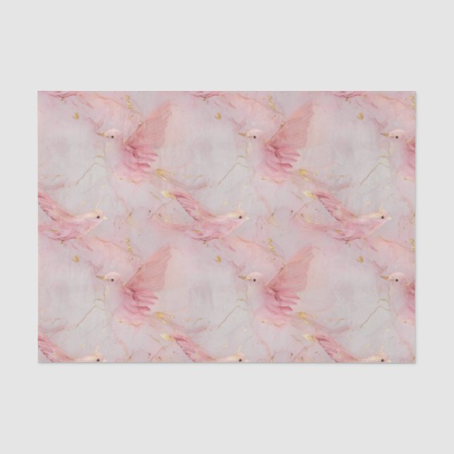 Papier Mousseline Baby shower Gold Blush Pink Birds (Recto)