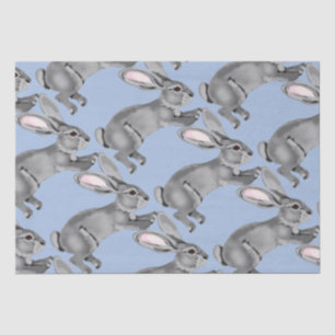 Papier Mousseline Baby shower Motif animal lapin gris bleu lapin