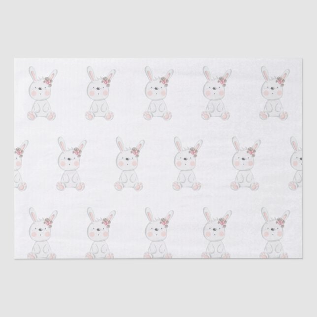 Papier Mousseline Baby shower Motif lapin bébé (Recto)