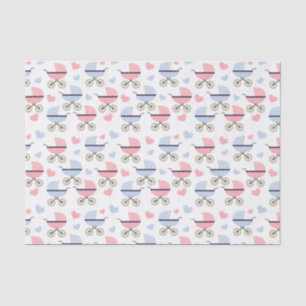 Papier Mousseline Baby shower Motif Pink and Blue Pram