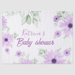 Papier Mousseline Baby shower personnalisé de fleurs d'aquarelle vio