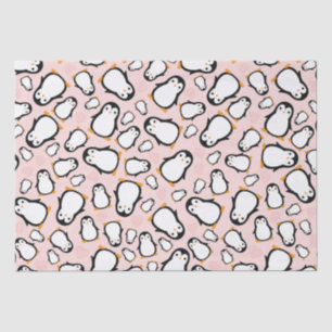 Papier Mousseline Baby shower Pingouin mignon fille rose