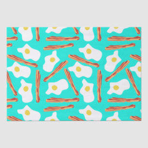 Papier Mousseline Bacon Turquoise et oeufs