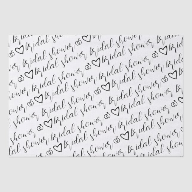 Papier Mousseline Bagues de coeurs romantiques motif noir Shower de  (Recto)