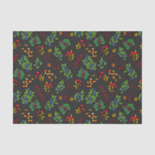 Papier Mousseline Baies d'automne sur chocolat brun