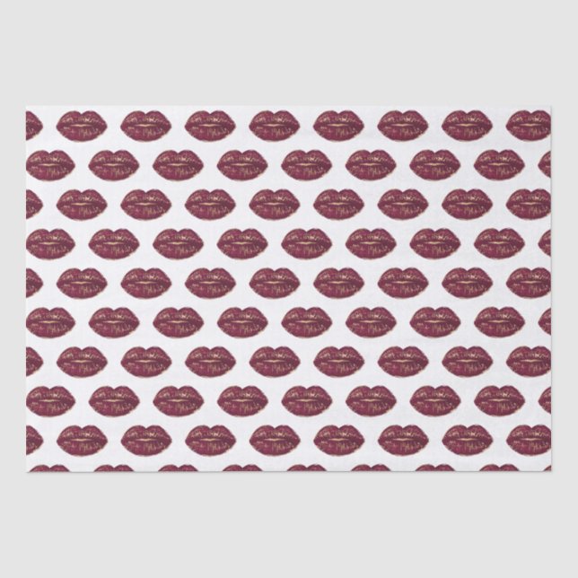 Papier Mousseline Baisers à lèvres rouges blanches (Recto)