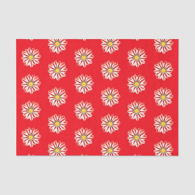 Papier Mousseline Baisy africain / Gazania Rouge et blanc rayé (Recto)