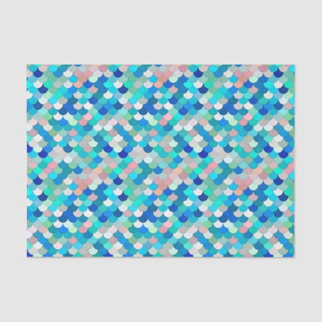 Papier Mousseline Balances de sirène, Aqua, Shell Pink et Cobalt (Recto)