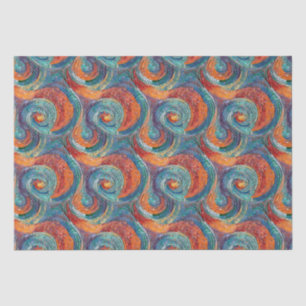 Papier Mousseline Balayage bleu rouge orange