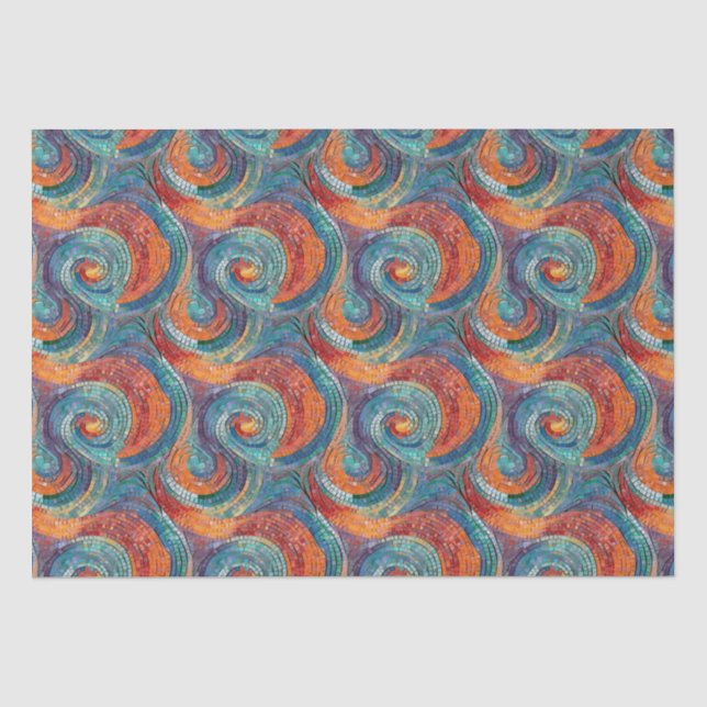 Papier Mousseline Balayage bleu rouge orange (Recto)