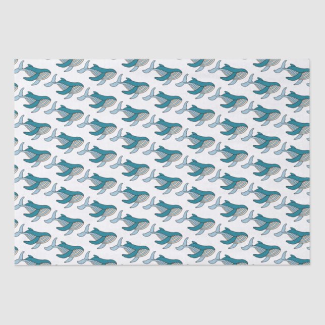 Papier Mousseline Baleine bleue mignonne enfants motif (Recto)