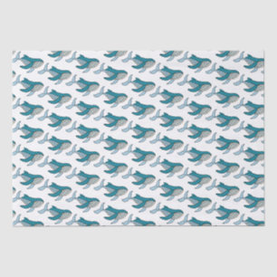 Papier Mousseline Baleine bleue motif mignon pour enfants