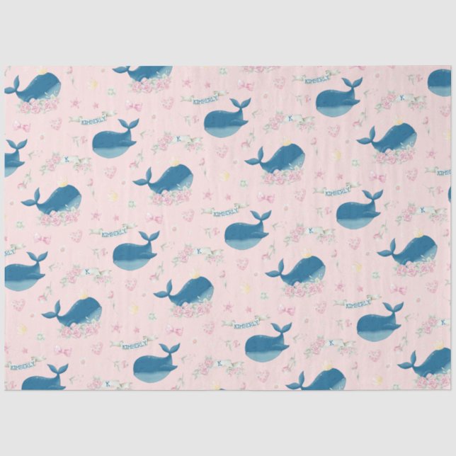 Papier Mousseline Baleine florale personnalisée en Whimsical (Recto)
