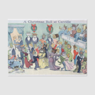 Papier Mousseline Balle de Noël à Catville, Louis Wain